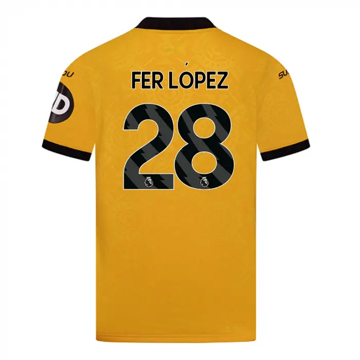 Wolverhampton Wanderers Kits Shop | 2025-26 Wolves Home Shirt – Junior FER LOPEZ 28 Wolves Jerseys and Gear